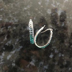 elegant turquoise/white diamond earrings